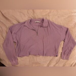 Calvin Klein Jeans Lavender Cropped Waffle Half-Zip Top 0062